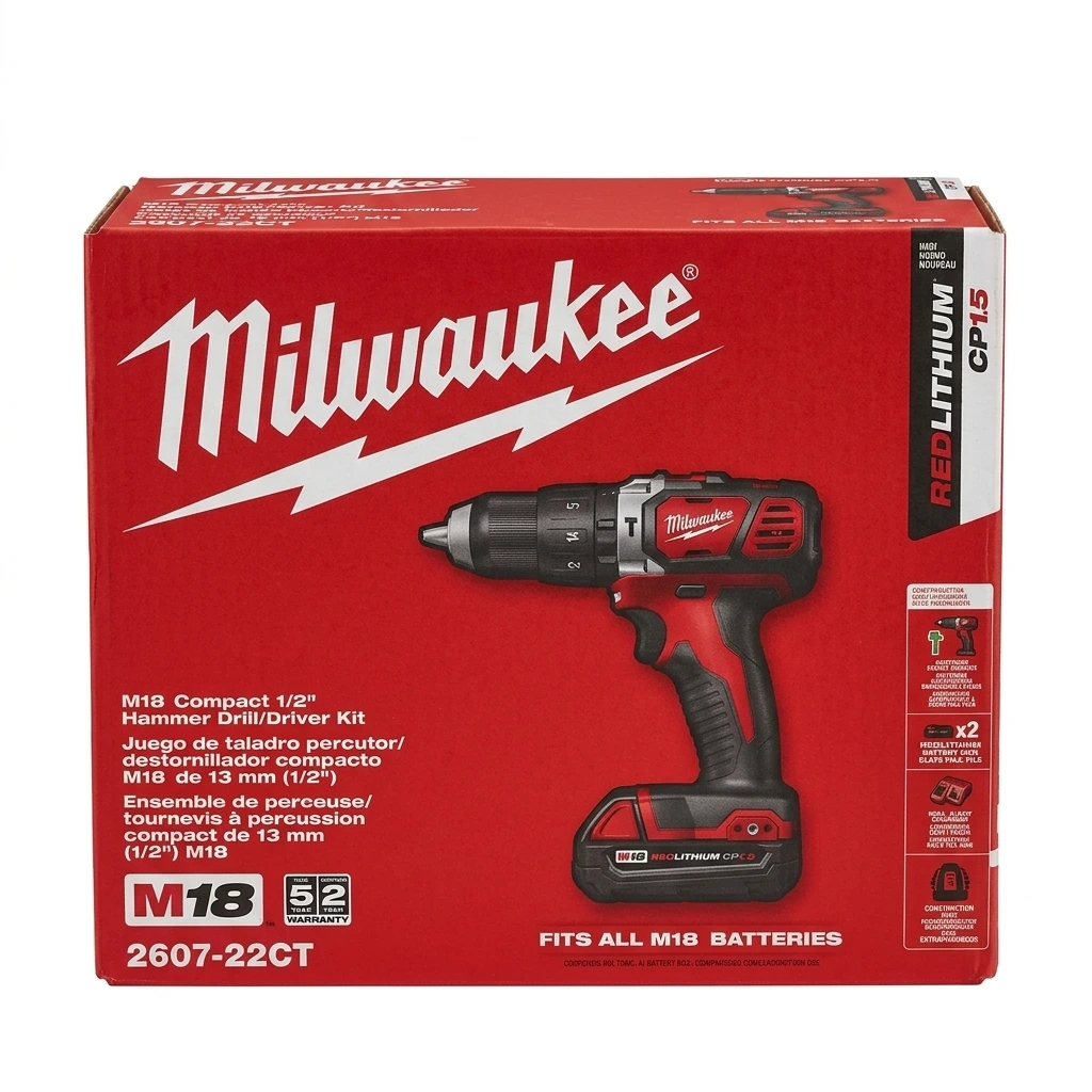 1/2" M18 HAMMER DRILL/DRIVER *WITH TWO BATTERIES AND CHARGER* (2607-22CT)